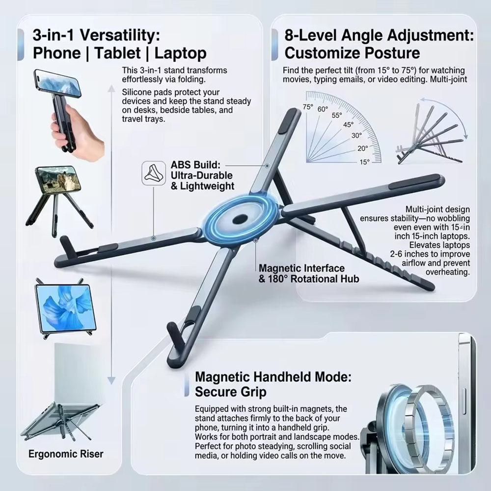 Laptop Accessories For Office - 휴대용 자석식 휴대폰 거치대 & 셀카봉