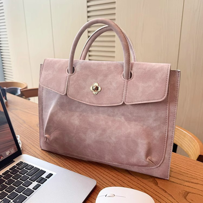 우아한 핑크색 PU 가죽 노트북 토트백, 꽃무늬 턴락  - Laptop Accessories Women 리뷰 및 가격