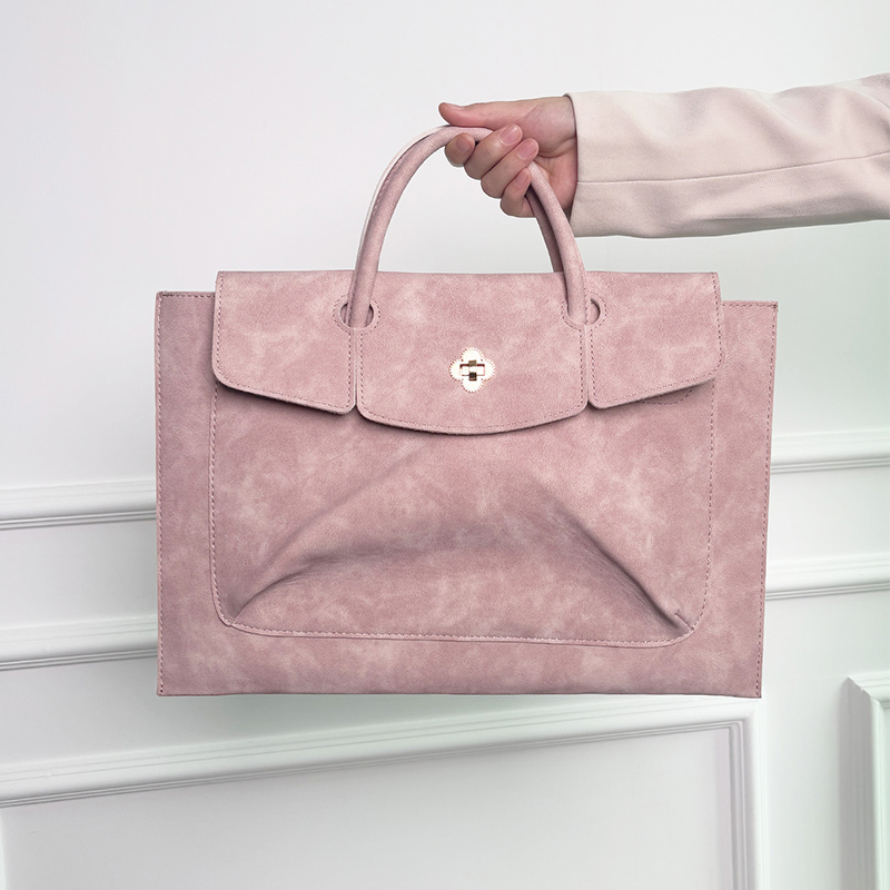 우아한 핑크색 PU 가죽 노트북 토트백, 꽃무늬 턴락  - Laptop Accessories Women 리뷰 및 가격