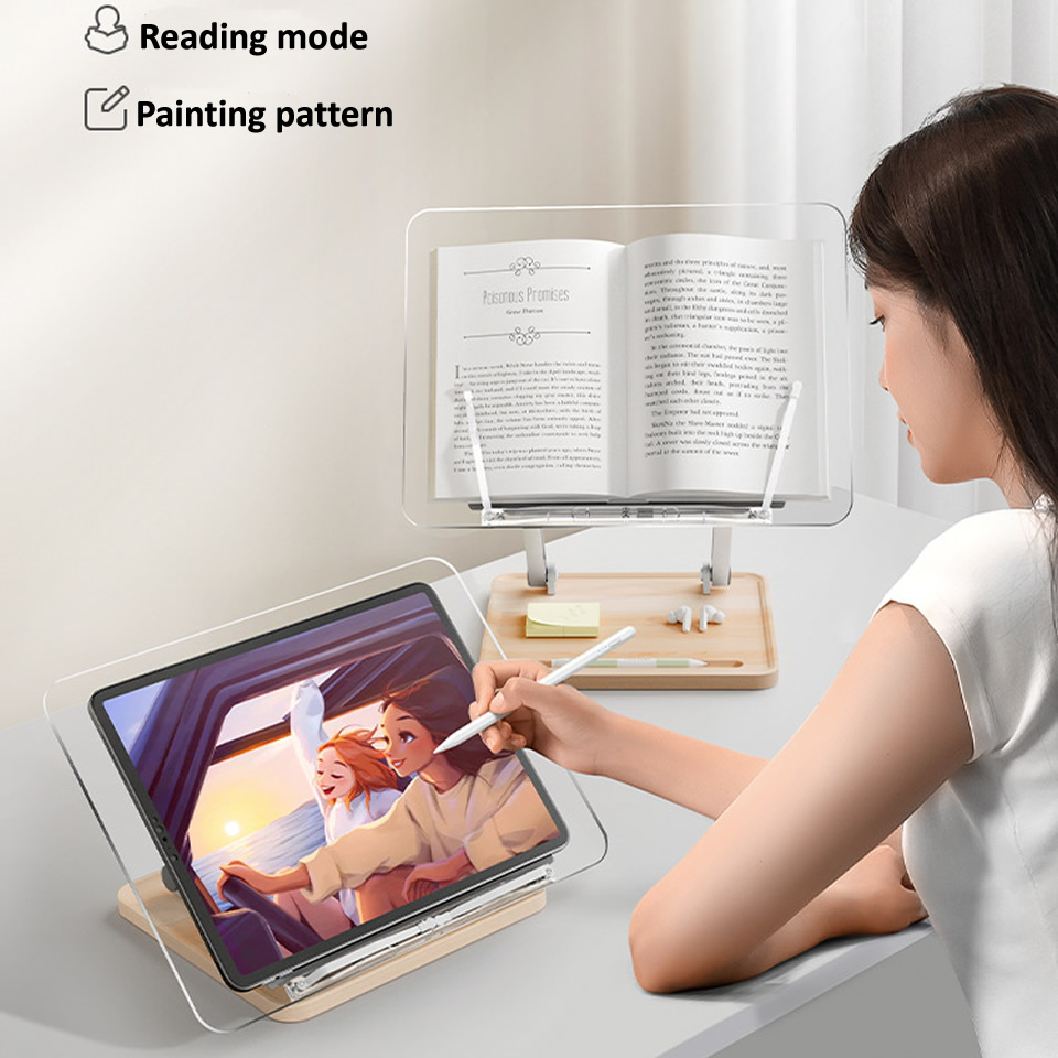 가벼운 투명 아크릴이 포함된 나무 독서대 다기능 리프팅 - Laptop Accessories For Office 리뷰 및 가격