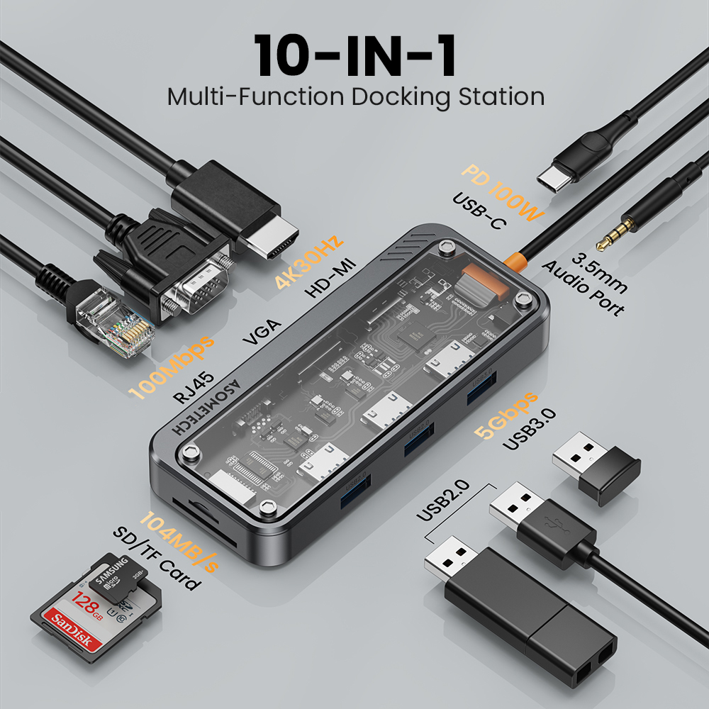 10 In 1 허브 Usb 3.0 유형 C-HDMI 호 - Mac Laptop Accessories 리뷰 및 가격
